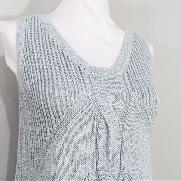 CAbi Seaspray Light Blue Silk Blend Knit Vest #197 - Picture 3 of 8